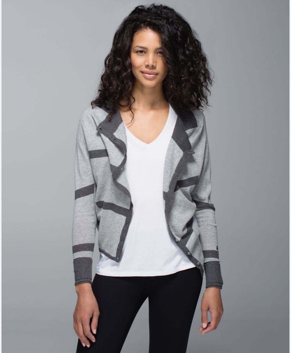 LuluLemon After Class Two Tone Charcoal Grey Cardigan Sweater